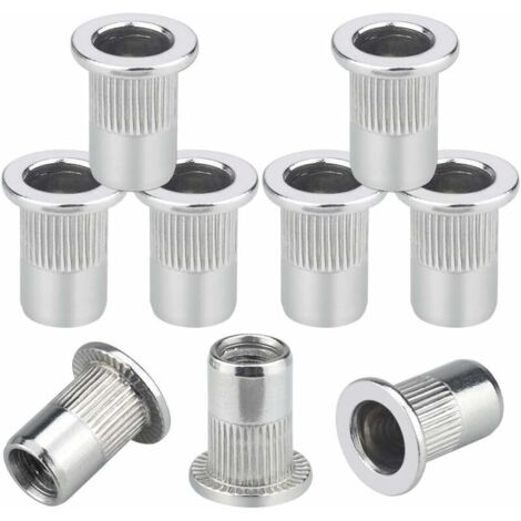50 PCS M6 Rivet Nuts Assortment 304 Stainless Steel Blind Nuts Anti-rust Durable Anti-Wear Threaded Rivet Nut for Car Furniture Decoration Industrial - Silver