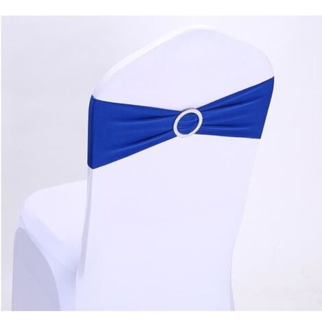 50 PCS Noeuds de Chaise Elastique Bande Housse de Chaise Décor Mariage Fête Bleu