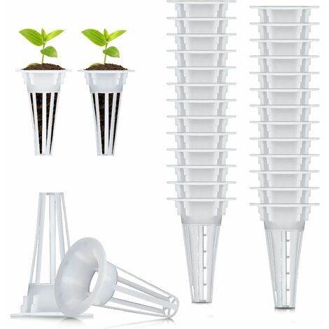 50 Pcs Paniers de Culture de Remplacement, Hydroponique Pot, Récipients de Culture Hydroponiques Gobelets en Filet Mailles pour Plantes Pots en Filet en Plastique pour Éponges en Croissance inclus 50 éponges de Croissance，Fonepro