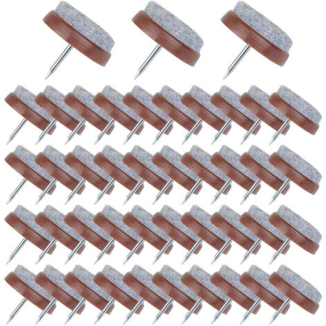 50 Pcs Patin Chaise a Clouer 24mm Tampon Chaise en Feutre pour Protéger Pieds des Meubles Marron