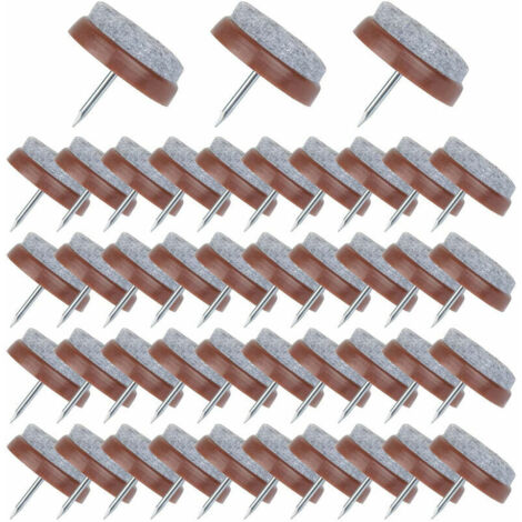 50 Pcs Patin Chaise a Clouer 24mm Tampon Chaise en Feutre pour Protéger Pieds des Meubles Marron