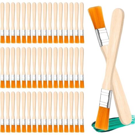 50 PCS Pinceaux Set avec Manche en Bois  Petit Pinceau Plat pour Peinture Murale, Vernis, Colles et Bricolage  Idéal pour Artistes, Débutants et Projets Créatifs DIY de Haute Qualité