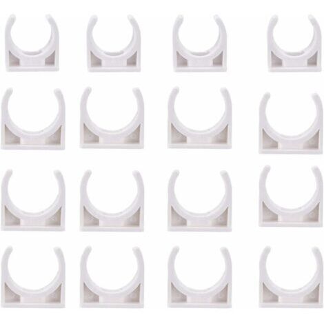 50 Pcs Pinces PVC Collier de tuyau d'alimentation en eau PVC 25 mm, 20 mm de diamètre intérieur, Total:50 pcs blanc