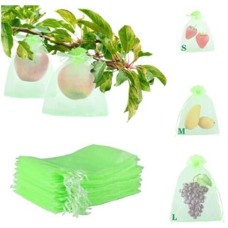 50 pcs Sacs Filets de Protection pour Fruits 30 x 20 cm, Protection des Grappes contre Oiseaux et Insectes