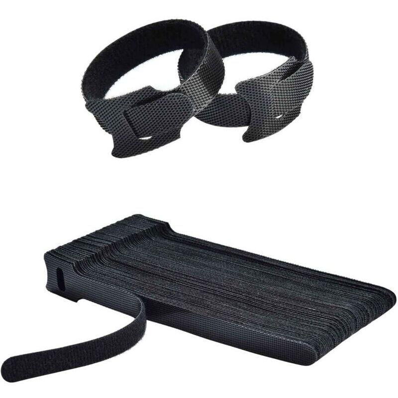 50 pcs Scratch Serre Cable Bande,Sangle Réutilisable Câble Management Facile à Couper pour Attacher Les Câbles,Noir,150mmx12mm
