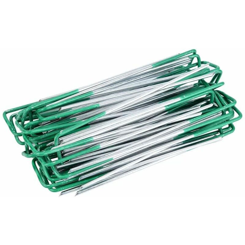 50 Pcs Securing Stakes, Garden Stakes, Green Synthetic Grass Staples, for Garden Ground Sheets, Outdoor Synthetic Grass Securing