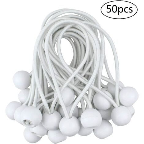 50 Pcs Tendeur à Boule Élastique, Tendeur de Bâche pour Pavillon, Camping, Tente Cordons, Rideaux Harnais d’Extension, 10cm