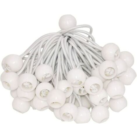 50 Pcs Tendeur à Boule Élastique, Tendeur de Bâche pour Pavillon, Camping, Tente Cordons, Rideaux Harnais d’Extension, 15cm,