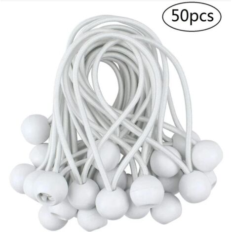50 Pcs Tendeur à Boule Élastique, Tendeur de Bâche pour Pavillon, Camping, Tente Cordons, Rideaux Harnais d'Extension, 15cm