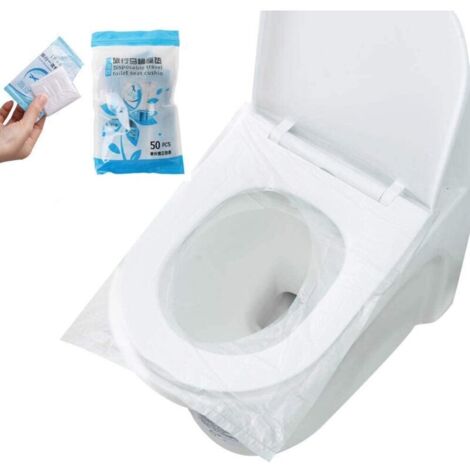 50 PCS Toilette wc Jetable Plastique Protège Cuvette WC， Imperméable Portable Emballage Individuel， Matériau Antibactérien Format Standard pour Enfants Voyage Camping Salle de Bains