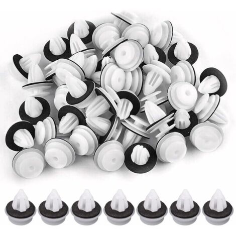 50 pezzi clip di fissaggio per auto, clip di fissaggio universali per veicoli, rivetti in plastica, elementi di fissaggio per finiture della carrozzeria per pannelli delle portiere delle auto (bianco)