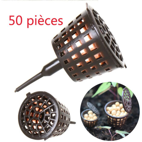 50 pezzi di cestini per fertilizzanti in plastica per piante, contenitore per fertilizzanti per bonsai con coperchio, 4x3 cm