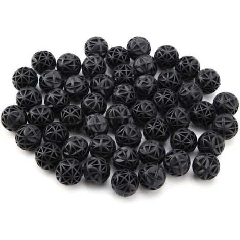 50 pezzi di materiale filtrante a sfera biochimica porosa con cotone per acquario, laghetto, cascata, fontana (36 mm)