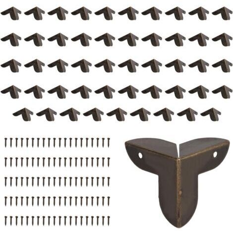 50 pezzi di protezioni angolari in metallo a tre lati da 23 mm in bronzo anticato vintage, protezioni di sicurezza decorative, protezioni angolari in ferro di alta qualità per bordi di mobili