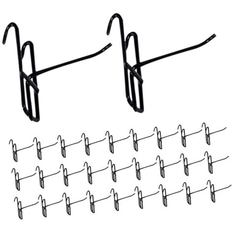 50 pezzi ganci in metallo nero per griglie espositive, ganci resistenti per ripiani in metallo, pannelli a griglia e pannelli forati, portautensili per gioielli e accessori