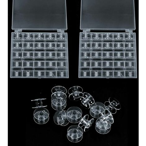 50 Pi��ces Canette Machine �� Coudre, 25 * 2 Bobines de Machine �� Coudre Avec Bo?te De Rangement, Universelle Bobines De Fil en Plastique pour Most Machine �� Coudre