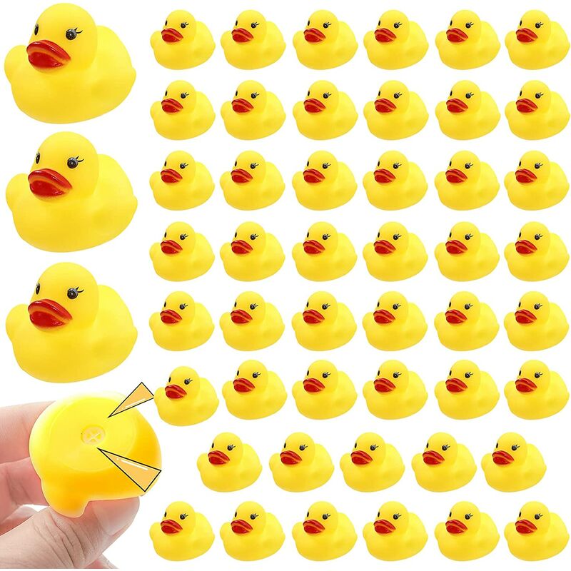 50 pièces Float & Squeak Mini Canard en Caoutchouc Bébé Bain Ducky Son Douche Jouets pour Enfants