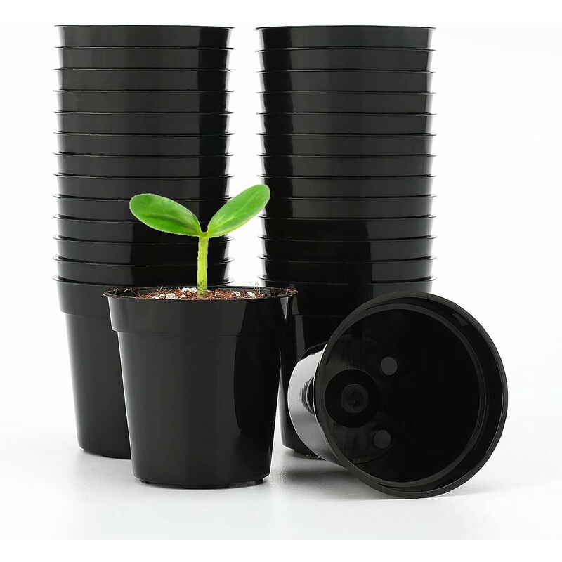 50 Pièces Petits Pots pour Semis,Mini Rond Brillant Pot Plante de semis,pour Semis de Petites Plantes,Noir H243