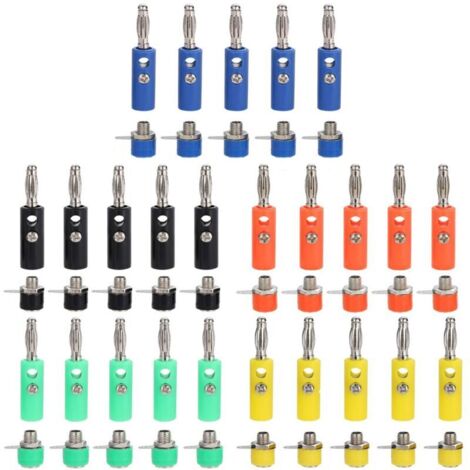 50 pièce Kit de connecteur de prise banane 4 mm Premium : 25 prises bananes + 25 prises bananes (5 couleurs)