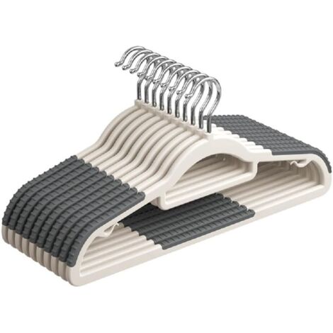 50-Piece Non-Slip PP Hangers with Pant Groove Rotatable Tie Hook Gray