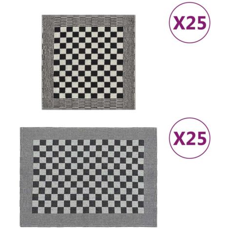 50 Piece Towel Set Black and White Cotton vidaXL