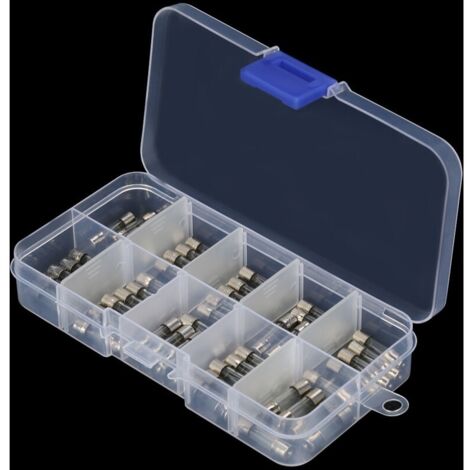 50 pièces 10 valeurs fusible de Tube de verre à soufflage rapide boîte à fusibles à soufflage rapide ensemble assorti 20mm