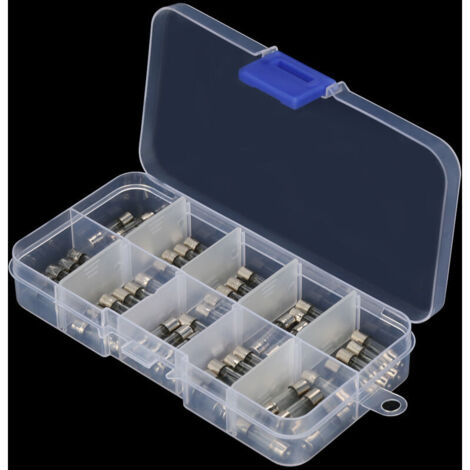 50 pièces 10 valeurs fusible de Tube de verre à soufflage rapide boîte à fusibles à soufflage rapide ensemble assorti 20mm