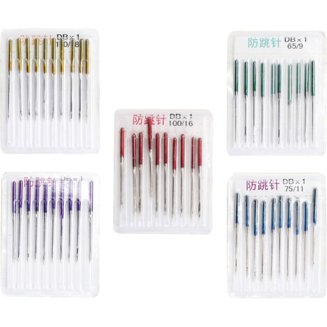 50 Pièces Aiguilles à Coudre pour Machine à Coudre avec Pointe en Alliage Anti-Rebond et Fil Coloré