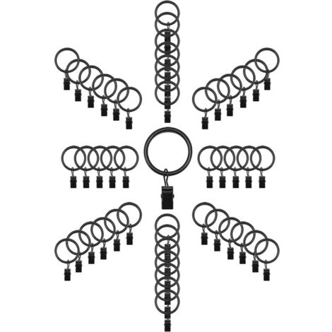 50 Pièces Anneaux de Rideau Anneaux à Clip Diamètre Intérieur 32mm Diamètre Extérieur 39mm Crochets de Processus de Placa