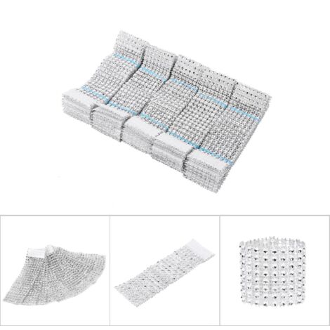 50 pièces anneaux de serviette 8 rangs ruban maille diamant pour mariage Noël argenté