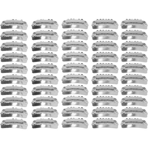 50 pièces attaches à perruque en métal inoxydable, clips en U avec silicone doux et 6 dents pour fixation discrète