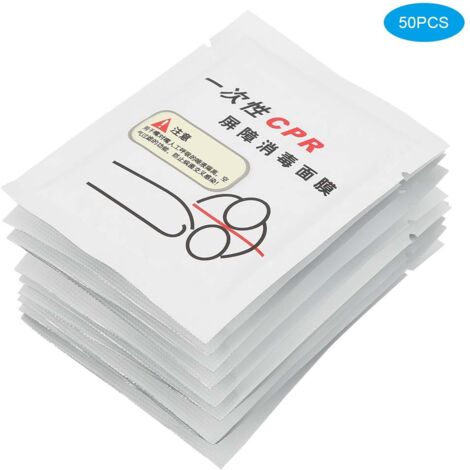 50 pièces / boîte Masque de réanimation bouche-à-bouche jetable pour RCP
