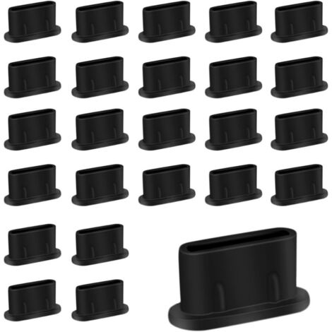50 pièces bouchons de protection USB-C, couvre-ports de chargement Type-C, noir