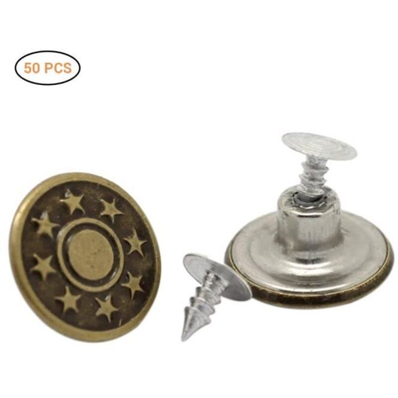 50 Pièces Bouton de Jeans 17mm Boutons en Métal Boucles DIY Seam Kit De Remplacement Gratuit avec Boîte De Rangement Jeans