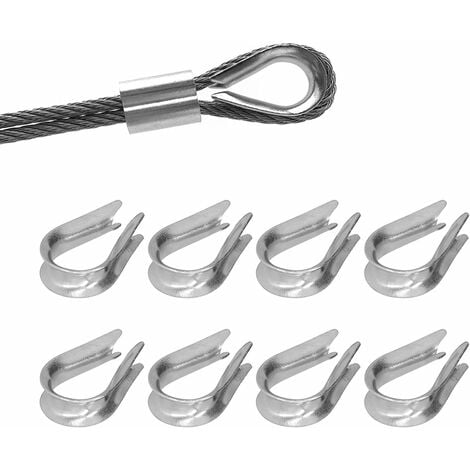 MEMKEY 50 Pièces Câble Métallique Cosse Câble Métallique Clips Outils de Gréement de Câble en Acier Inoxydable pour la Construction Navale(M4 (4 mm))