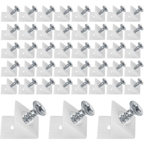 50 Pièces Cales en Plastique pour Meuble Tiroir,Renfort Tiroir Connecteur Arrière Stabilisateurs,Fond de Tiroir Connecteur avec Vis,pour Réparer Affaissement Étagère Meuble,Blanc (50, Blanc)