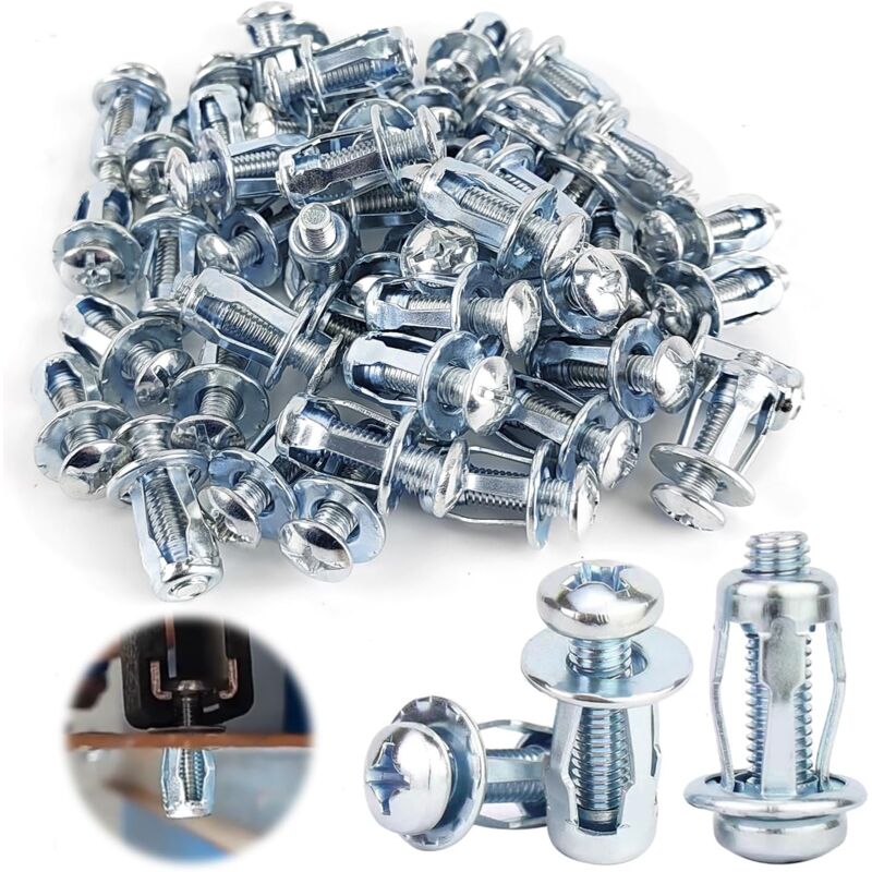 50 Pièces Chevilles en Métal Kit, M6 × 25 mm Chevilles à Expansion en Métal Avec Boulons, Acier Au Carbone Q235 Chevilles