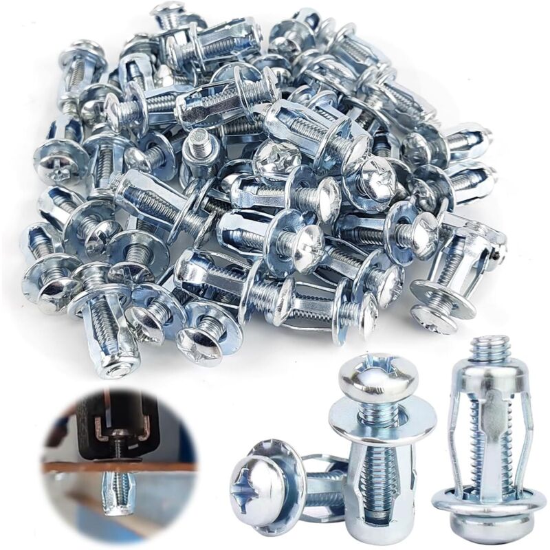 50 Pièces Chevilles en Métal Kit, M6 × 25 mm Chevilles à Expansion en Métal Avec Boulons, Acier Au Carbone Q235 Chevilles