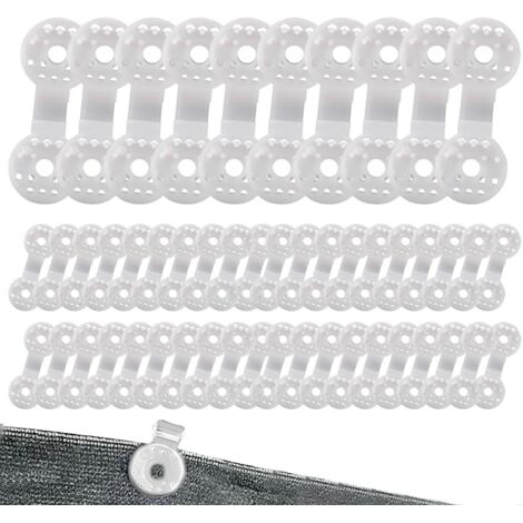 50 Pièces Clips Pour Toile D'ombrage, Clips De Fixation Pour Bache, Clip Spécial Avec Œillet, Clips De Fixation Traités Anti-UV Pour Brise Vue, Pour Toile De Clôture, Filet D'ombrage, Tissu Coupe-Vent