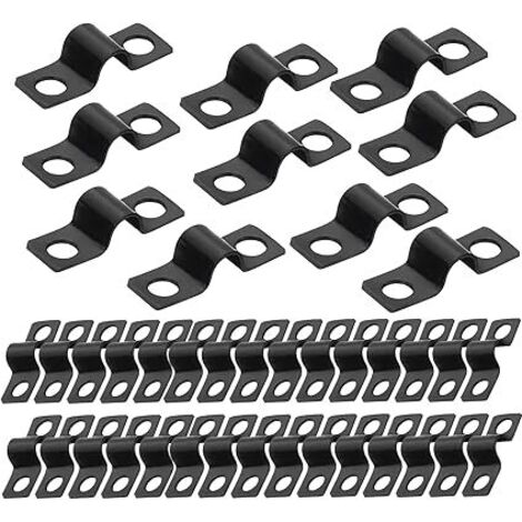 50 Pièces Colliers de Serrage en U 6mm, Attache de Fixation Inox Clips Cable, Fixation Grillage Rigide Sur Mur Double Trou, U-Collier de Serrage Tuyau pour 6mm Câble Tuyaux D'eau Installation