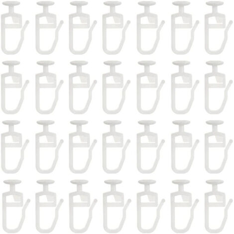 50 pièces crochets de rideau coulissants, blanc, pour rails intérieurs, longueur 25 mm, adaptés portes, fenêtres et rideaux de douche