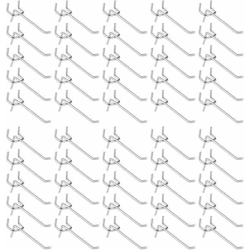 50 Pièces Crochets pour Panneau Perforé,Crochets pour étagères Murales pour Affichage Panneau Perforé Garage Magasin Outils Rangement Cintre Crochets