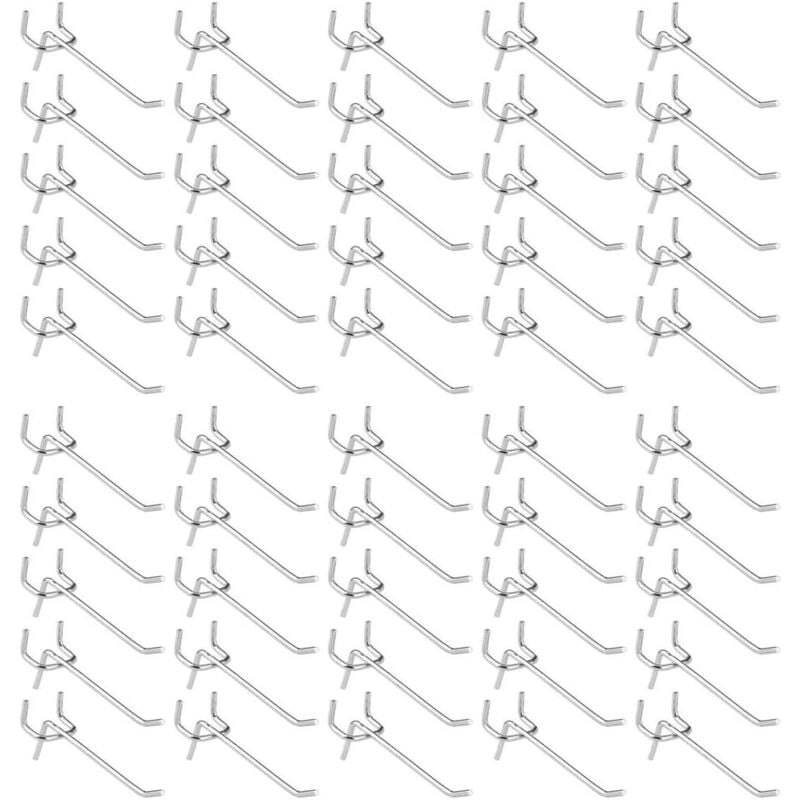 50 Pièces Crochets pour Panneau Perforé,Crochets pour étagères Murales pour Affichage Panneau Perforé Garage Magasin Outils Rangement Cintre Crochets