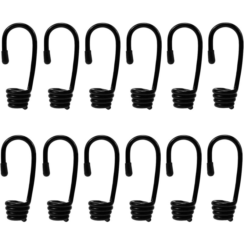 50 Pièces Crochets Spirales,Crochet pour Tendeur,Solide Crochets Spirale en Acier Plastifie,Crochet pour Tendeur ou Sandow Corde Élastique