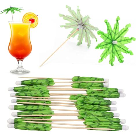 50 pièces de décorations cocktail, parasols colorés pour boissons tropicales, bar hawaïen, ornements pour accessoires cocktail (palmiers)