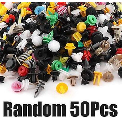 50 pièces de fixations automobiles mixtes : vis, clips, attaches pour pare-chocs, portières, garnitures intérieures, protections anti-pluie de toit, clips en plastique pour l'intérieur de la voiture.