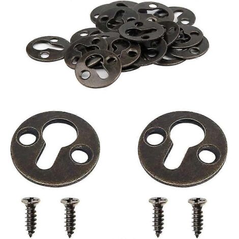 50 pièces de fixations métalliques rondes de 25 mm/1 pouce à trou de serrure pour étagères, cadres photo et plaques de suspension (bronze antique)-AquaForge
