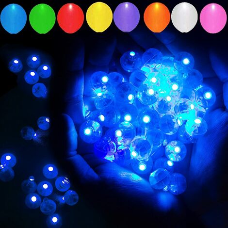 50 pièces de lumières de ballon à LED bleues, de lumières de boule à LED rondes, de micro-lumières à LED décorent les activités de fête à l'intérieur et à l'extérieur