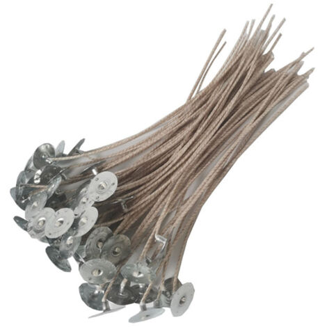 50 pièces de mèches à bougie en coton tressé 20 cm, fournitures pour fabrication de bougies DIY pour débutants adultes