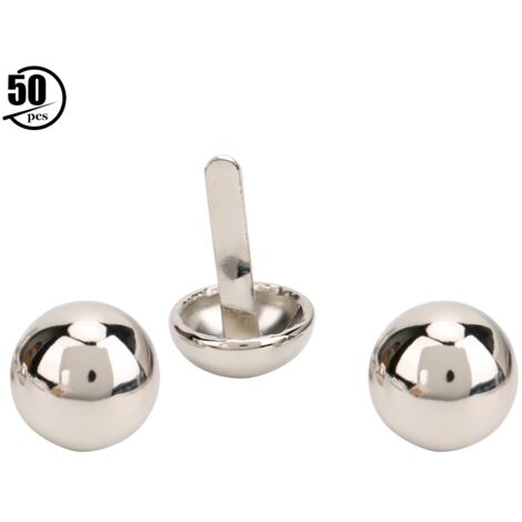50 pièces de rivets décoratifs en alliage de zinc 15mm, forme champignon, pour accessoires de sacs, chaussures, vêtements et chapeaux, couleur argent